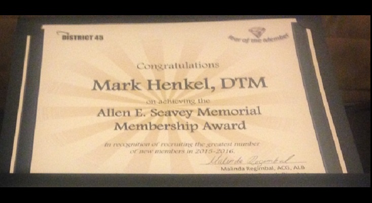 Mark Henkel – 2017 – Allen E Seavey award