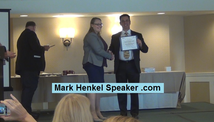 Mark Henkel earned Distirct 45 Toastmasters' "Allen E Seavy" Award for sponsoring most member over previous year